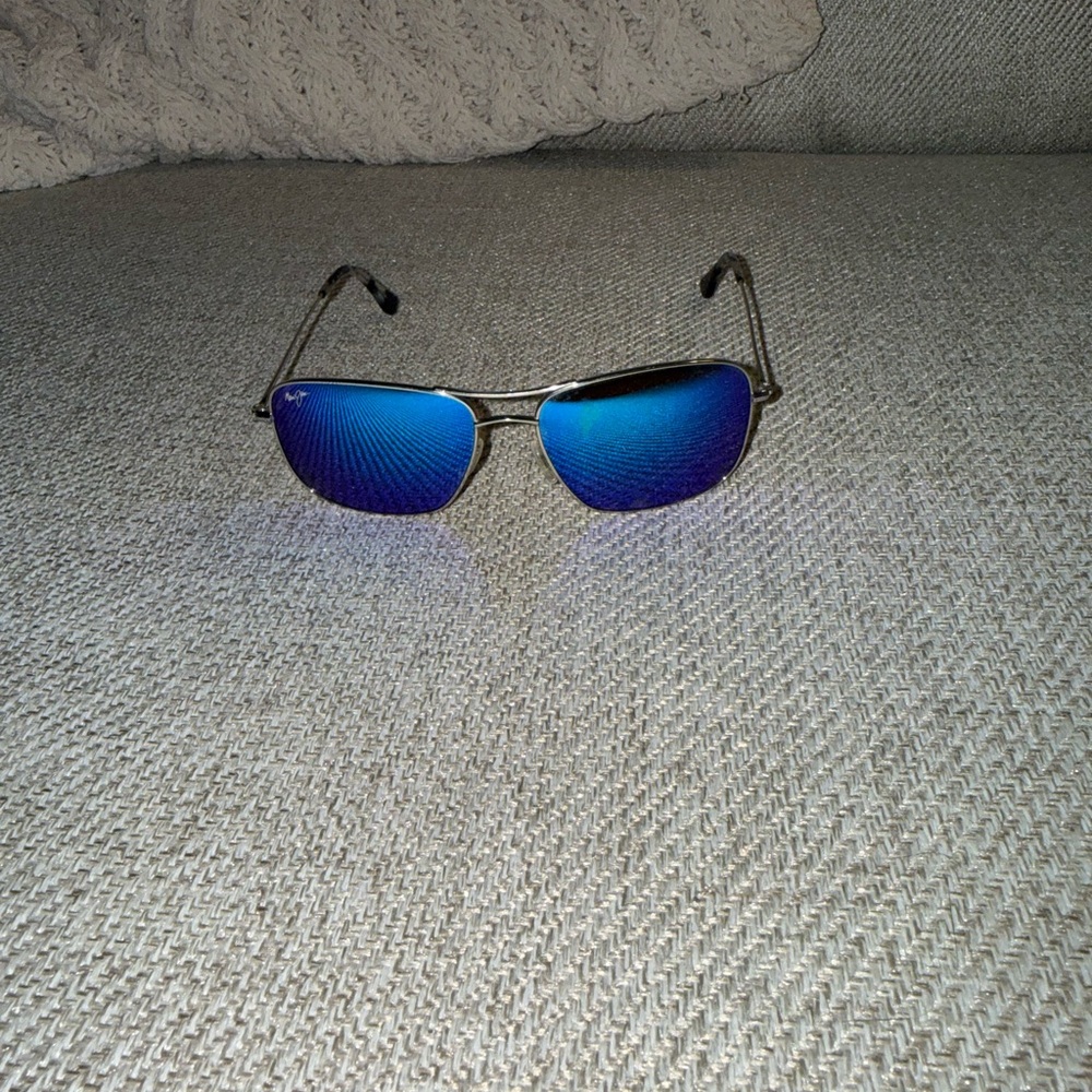 Maui Jim Metallic Frame Sunglasses with Blue Lenses